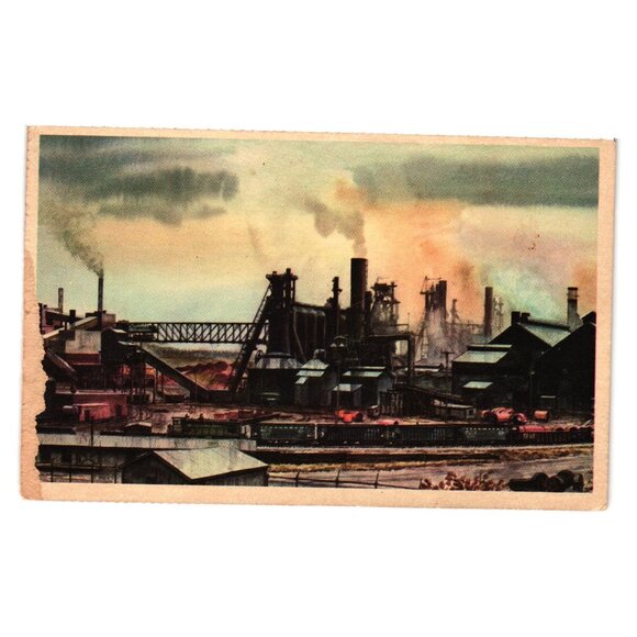 Vintage Pittsburgh Lake Erie Railroad Postcard Industrial Scene New York Central - Picture 1 of 2